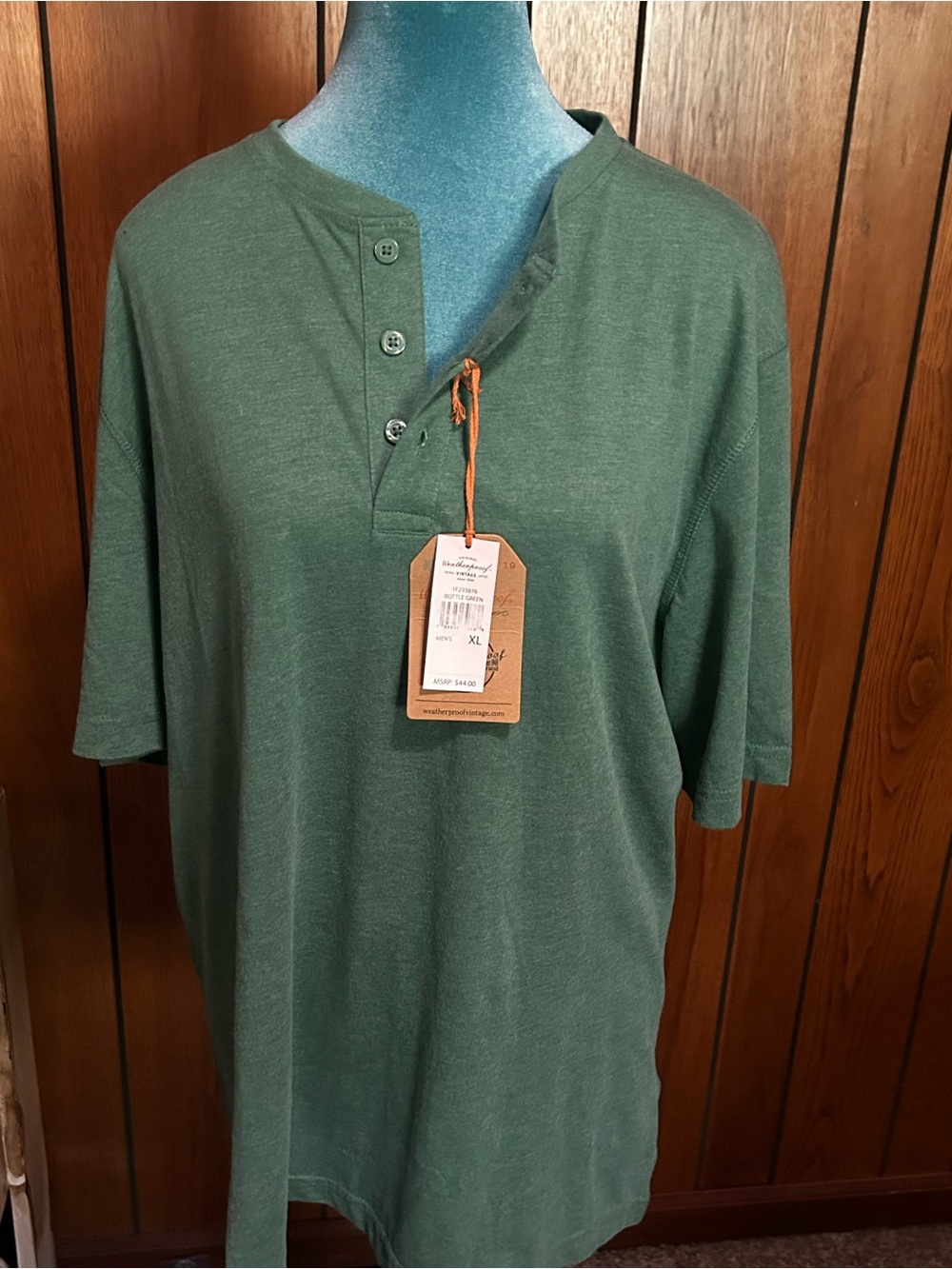 Weatherproof Green Short-Sleeve Henley Shirt